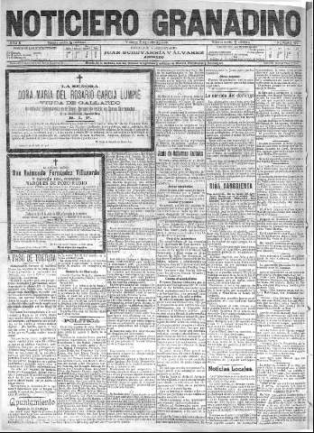 'Noticiero Granadino' - Año II Número 493  - 1905 Julio 21