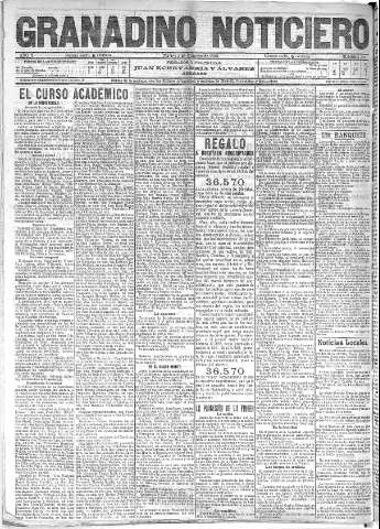 'Noticiero Granadino' - Año II Número 556  - 1905 Octubre 03