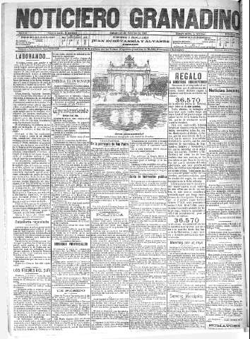 'Noticiero Granadino' - Año II Número 578  - 1905 Octubre 28