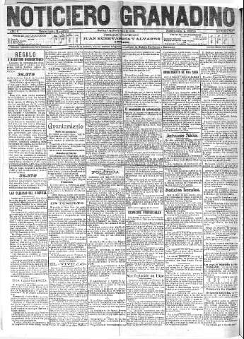 'Noticiero Granadino' - Año II Número 586  - 1905 Noviembre 07