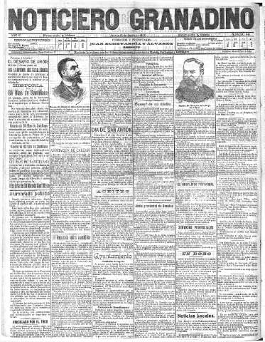 'Noticiero Granadino' - Año III Número 651  - 1906 Enero 21