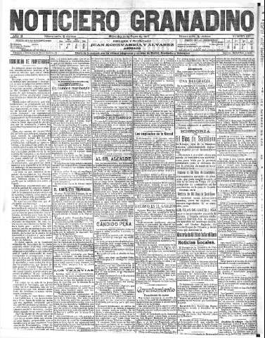 'Noticiero Granadino' - Año III Número 653  - 1906 Enero 24