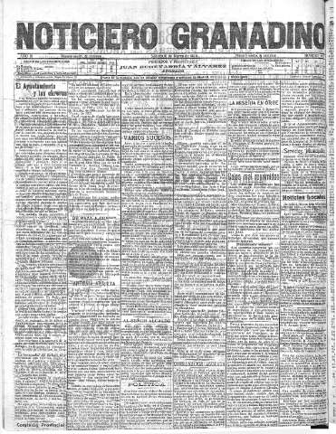 'Noticiero Granadino' - Año III Número 692  - 1906 Marzo 10