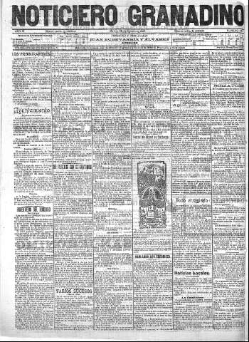 'Noticiero Granadino' - Año III Número 875  - 1906 Agosto 04