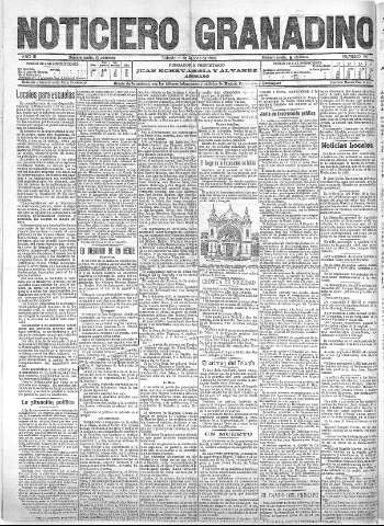 'Noticiero Granadino' - Año III Número 889  - 1906 Agosto 21