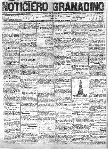 'Noticiero Granadino' - Año III Número 924  - 1906 Septiembre 30