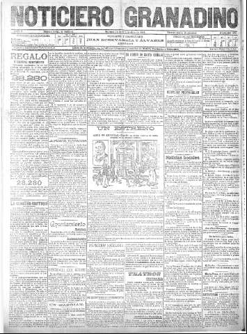 'Noticiero Granadino' - Año III Número 970  - 1906 Noviembre 23