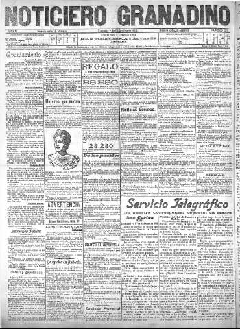 'Noticiero Granadino' - Año III Número 978  - 1906 Diciembre 02