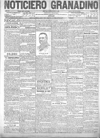 'Noticiero Granadino' - Año III Número 984  - 1906 Diciembre 09