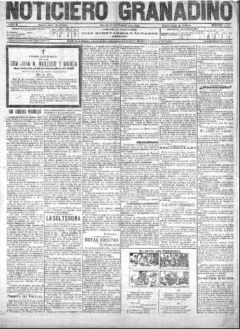 'Noticiero Granadino' - Año III Número 1000  - 1906 Diciembre 28