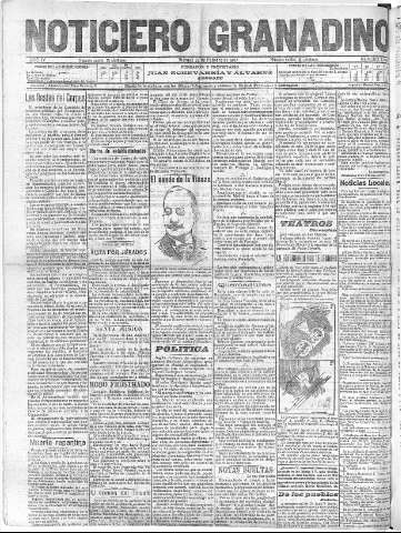 'Noticiero Granadino' - Año IV Número 1048  - 1907 Febrero 22