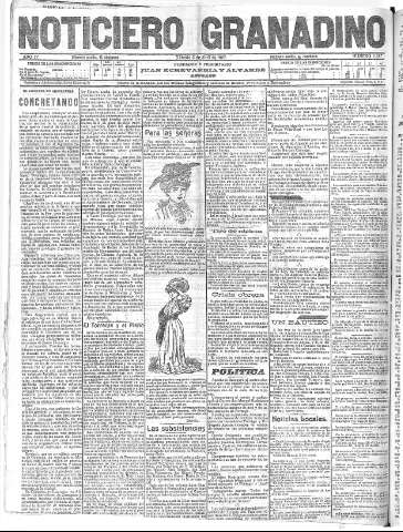 'Noticiero Granadino' - Año IV Número 1087  - 1907 Abril 06