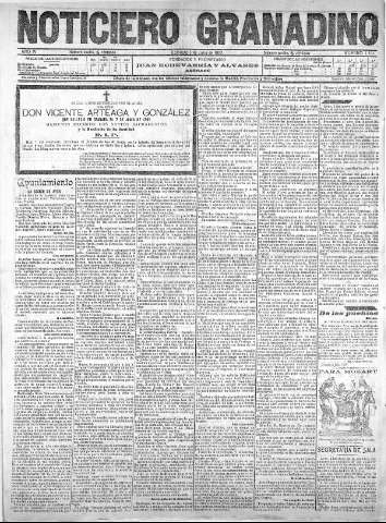 'Noticiero Granadino' - Año IV Número 1163  - 1907 Julio 06