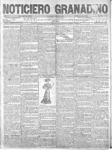 'Noticiero Granadino' - Año IV Número 1190  - 1907 Agosto 07