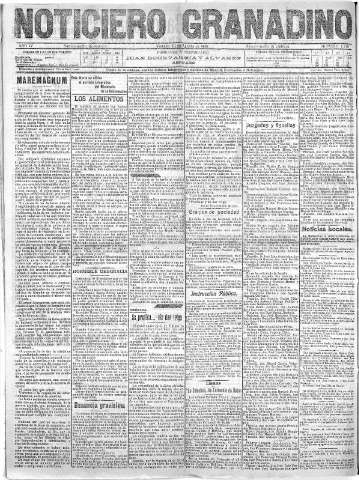 'Noticiero Granadino' - Año IV Número 1210  - 1907 Agosto 30