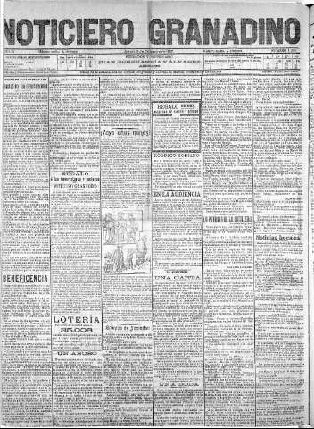 'Noticiero Granadino' - Año IV Número 1292  - 1907 Diciembre 04