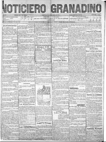 'Noticiero Granadino' - Año IV Número 1302  - 1907 Diciembre 15