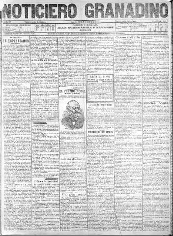 'Noticiero Granadino' - Año IV Número 1305  - 1907 Diciembre 19