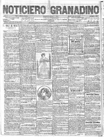 'Noticiero Granadino' - Año V Número 1322  - 1908 Enero 08