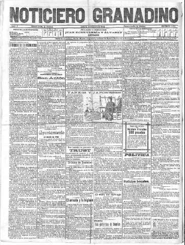 'Noticiero Granadino' - Año V Número 1332  - 1908 Enero 18