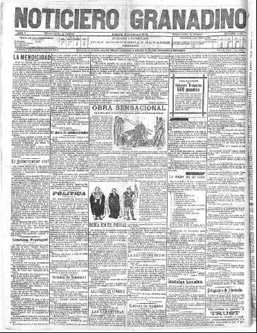 'Noticiero Granadino' - Año V Número 1333  - 1908 Enero 19