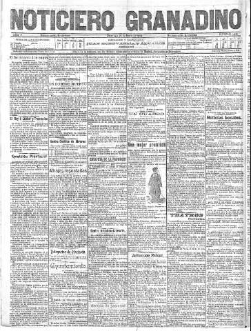 'Noticiero Granadino' - Año V Número 1341  - 1908 Enero 27