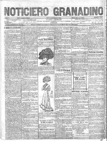 'Noticiero Granadino' - Año V Número 1362  - 1908 Febrero 17