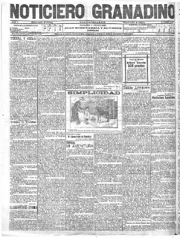 'Noticiero Granadino' - Año V Número 1369  - 1908 Febrero 24