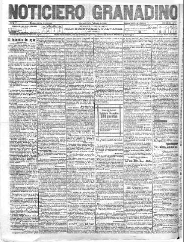 'Noticiero Granadino' - Año V Número 1373  - 1908 Febrero 28