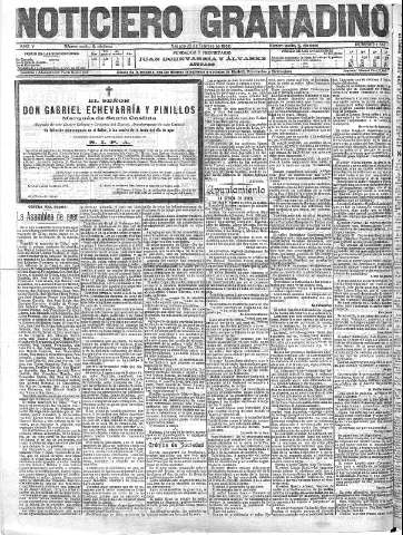 'Noticiero Granadino' - Año V Número 1374  - 1908 Febrero 29