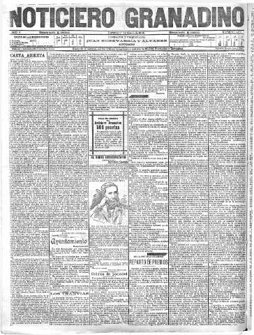 'Noticiero Granadino' - Año V Número 1375  - 1908 Marzo 01