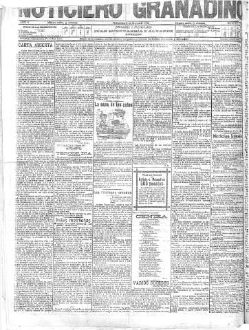 'Noticiero Granadino' - Año V Número 1378  - 1908 Marzo 04