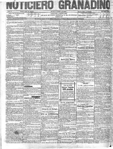 'Noticiero Granadino' - Año V Número 1386  - 1908 Marzo 13