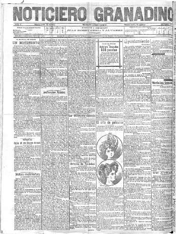 'Noticiero Granadino' - Año V Número 1398  - 1908 Marzo 24