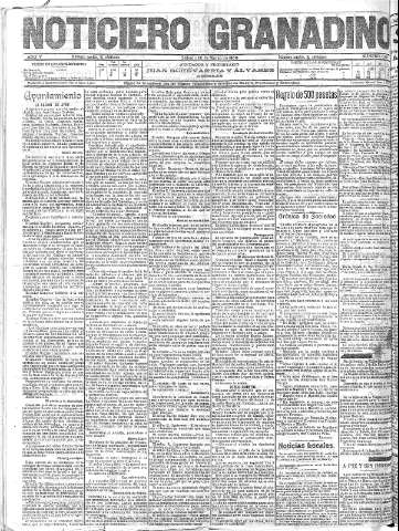 'Noticiero Granadino' - Año V Número 1402  - 1908 Marzo 28