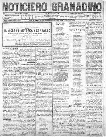'Noticiero Granadino' - Año V Número 1490  - 1908 Julio 05