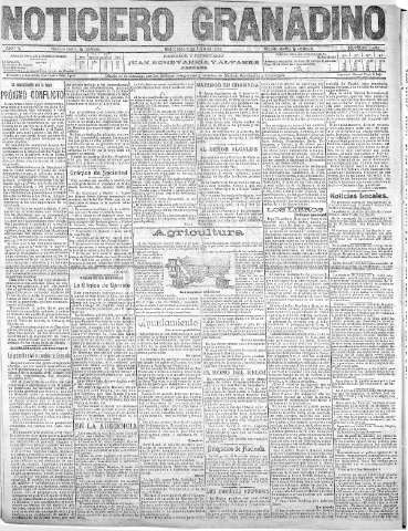 'Noticiero Granadino' - Año V Número 1492  - 1908 Julio 08