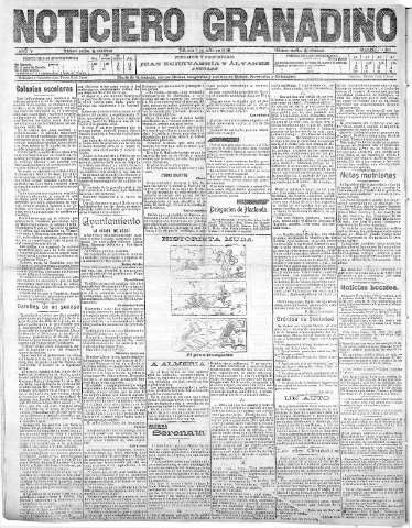 'Noticiero Granadino' - Año V Número 1495  - 1908 Julio 11