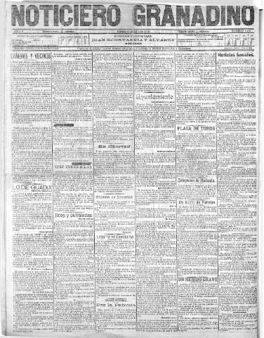'Noticiero Granadino' - Año V Número 1497  - 1908 Julio 14