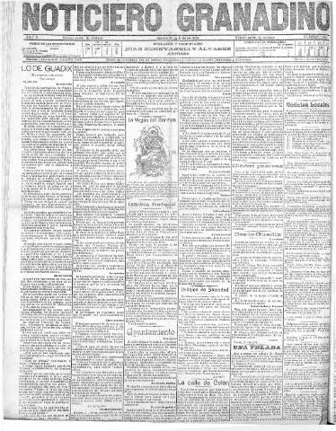 'Noticiero Granadino' - Año V Número 1499  - 1908 Julio 16