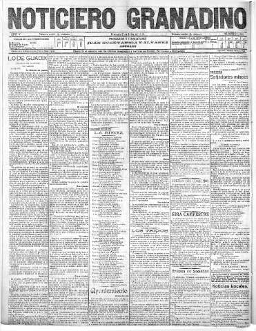 'Noticiero Granadino' - Año V Número 1500  - 1908 Julio 17