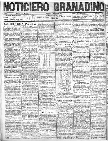 'Noticiero Granadino' - Año V Número 1516  - 1908 Agosto 05