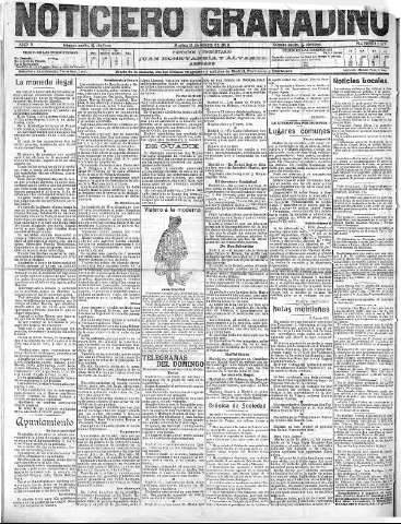 'Noticiero Granadino' - Año V Número 1527  - 1908 Agosto 18