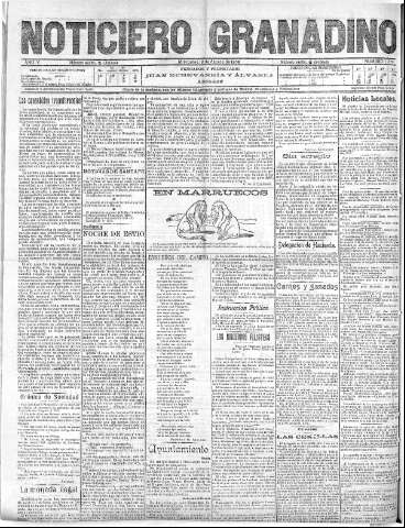 'Noticiero Granadino' - Año V Número 1528  - 1908 Agosto 19