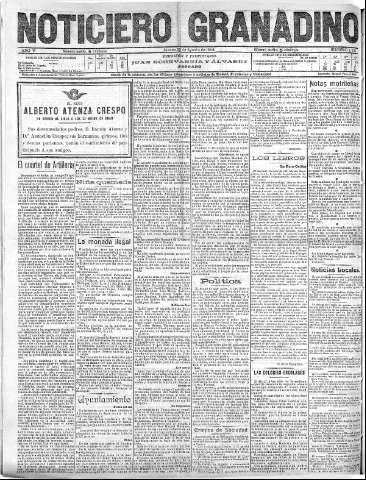 'Noticiero Granadino' - Año V Número 1529  - 1908 Agosto 20