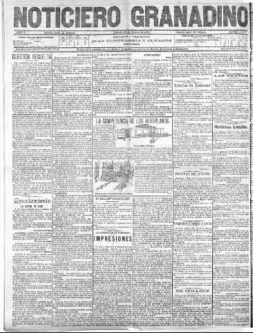 'Noticiero Granadino' - Año V Número 1537  - 1908 Agosto 29