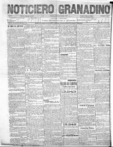 'Noticiero Granadino' - Año V Número 1594  - 1908 Noviembre 04