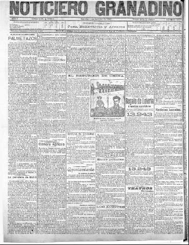 'Noticiero Granadino' - Año V Número 1599  - 1908 Noviembre 10