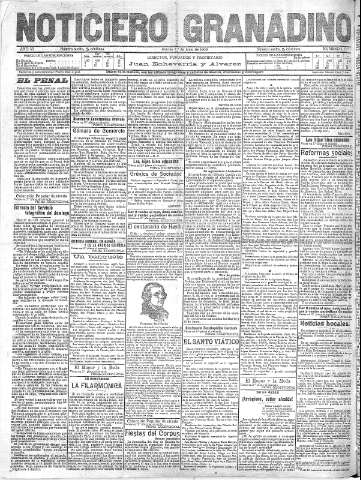 'Noticiero Granadino' - Año V Número 1772  - 1909 Junio 01