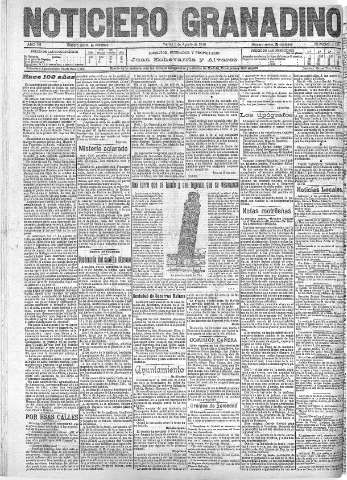 'Noticiero Granadino' - Año VII Número 2186  - 1910 Agosto 02